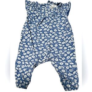 Carters Blue Floral‎ Baby long sleeve Romper size 3 mo